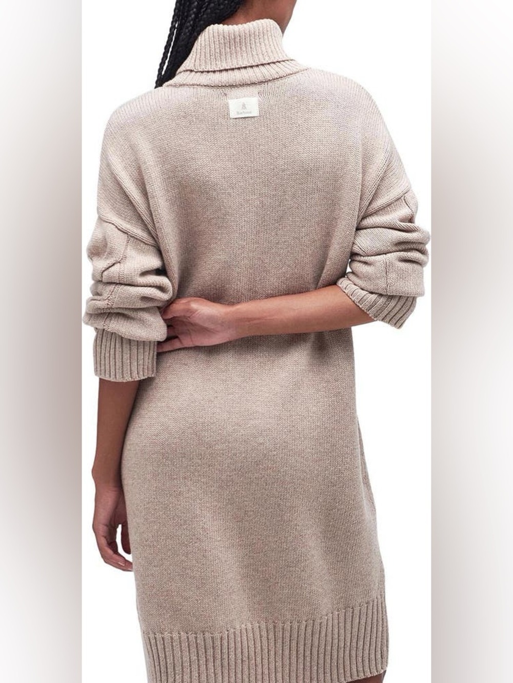 BARBOUR Woodlane Cable Knit Dress in Nougat Tan Size 4 NWT - Picture 6 of 11